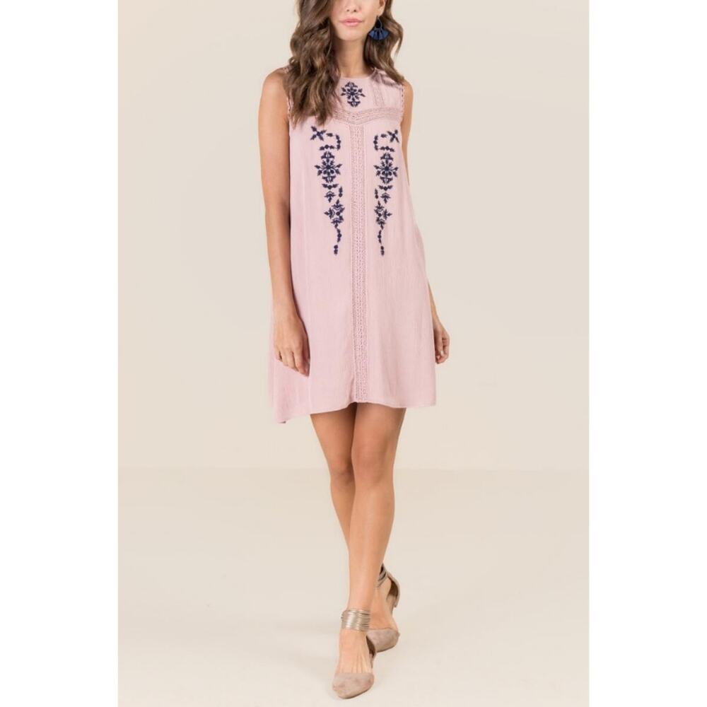 BLUE RAIN | Pink Embroidered Dress | Small